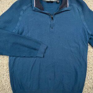 Ted Baker London 1/4 Zip Pullover Sweater Size 4 Blue Long Sleeve Viscose Cotton